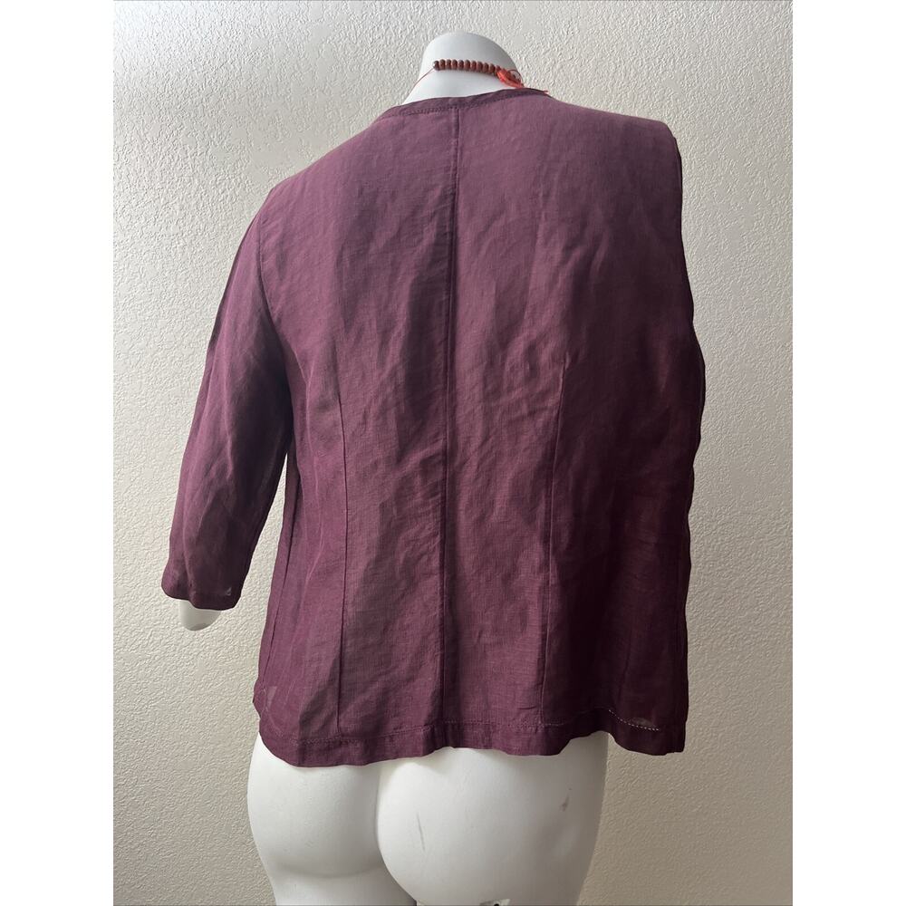 Eileen Fisher Blouse XS Linen silk Button Up Wine Merlot Lightweight Whimsigoth - Picture 8 of 16